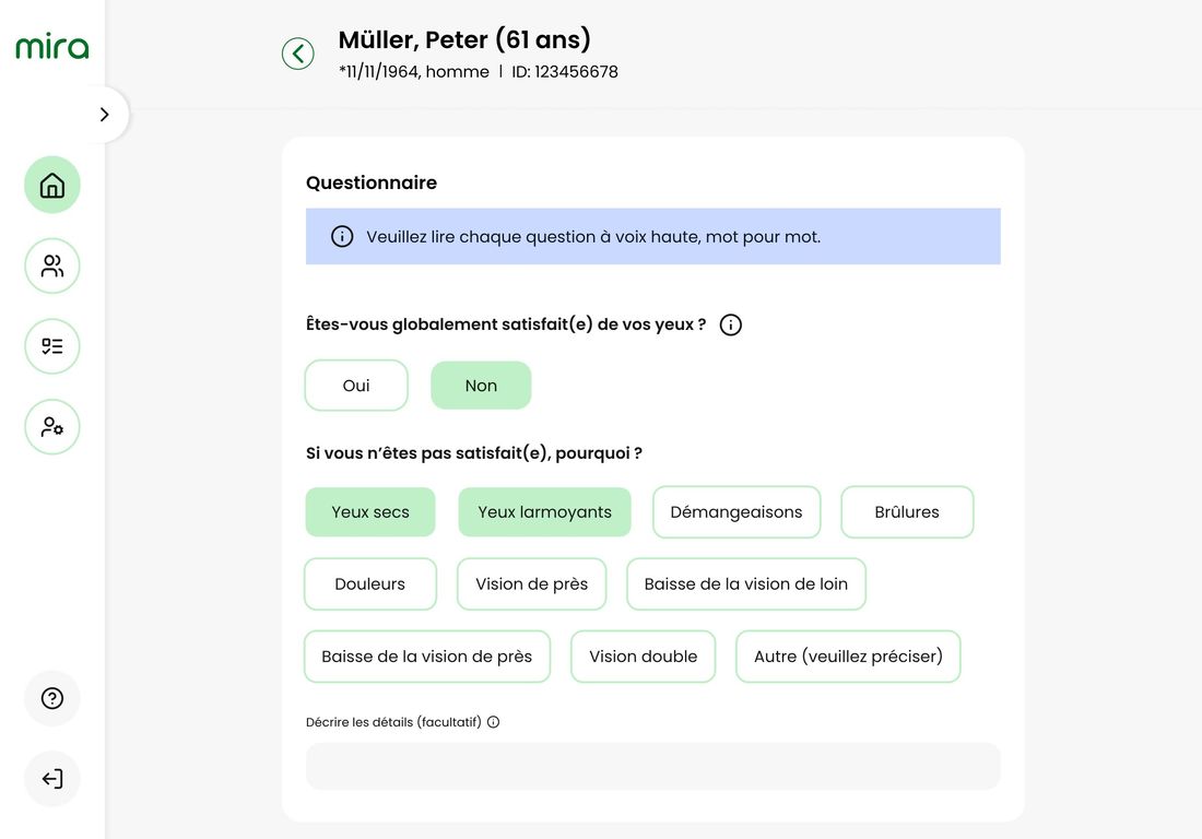 Application mira : questionnaire du dépistage préventif dans un processus standardisé